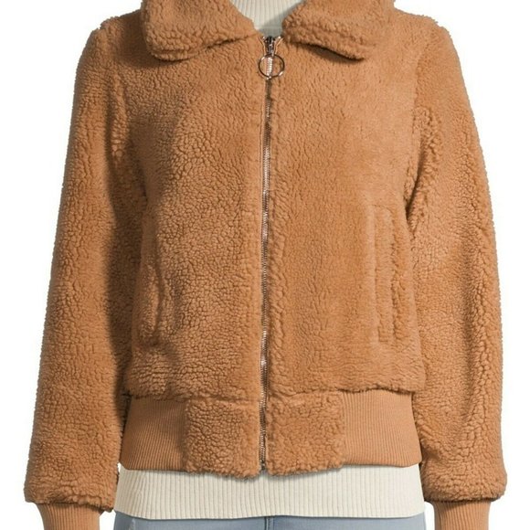 Jason Maxwell Women's Dusty Rose Faux Sherpa Bomber Jacket size M - Picture 4 of 5